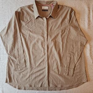 Size XL Modern Ambition Ladies' Travel Shirt Beige Button-Up Shirt, NWOT